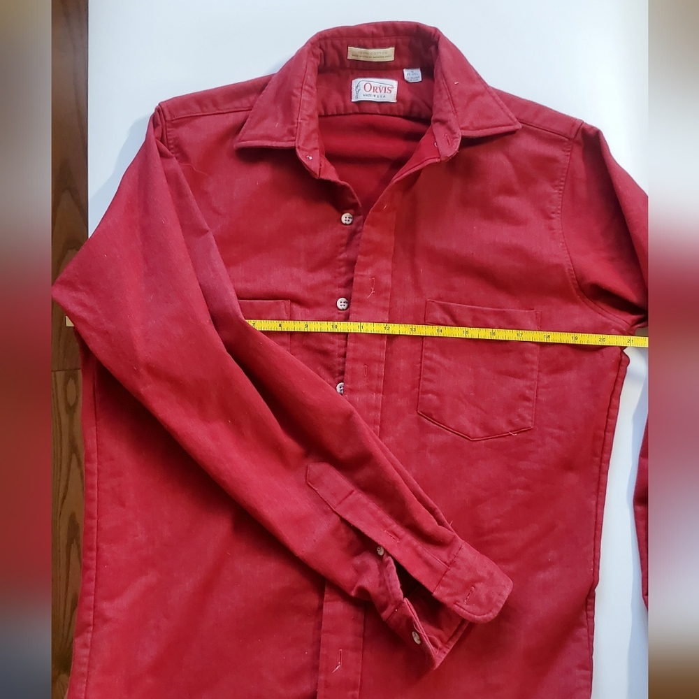 Orvis Made in USA small 14-14.5" red lined button up shirt vintage quality